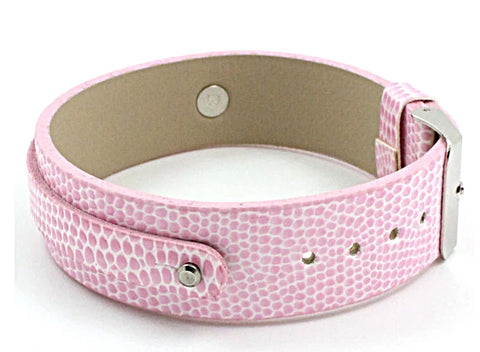 PU Snake Skin Leather Slide Charm Bracelet (for 8 mm slide charms) - Pink