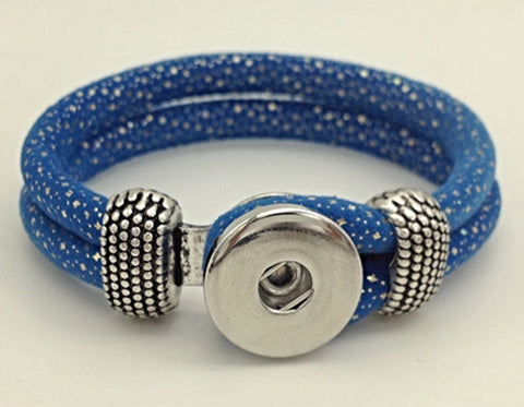 Sparkle In Blue Button Hole Bracelet for 18 mm Snap