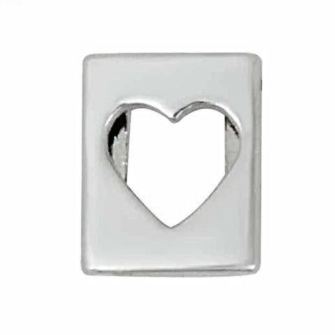 Cut Out Heart Slide Charm - Silver