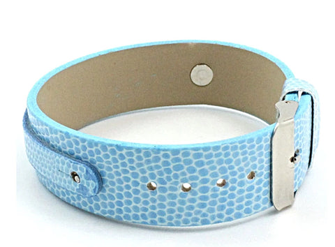 PU Snake Skin Leather Slide Charm Bracelet (for 8 mm slide charms) - Blue