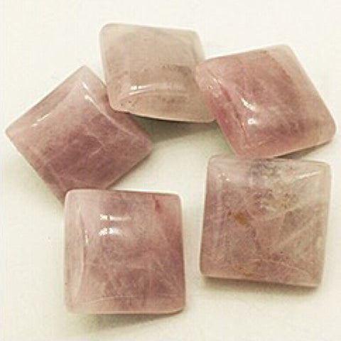 Square Genuine Pink Quartz 20 mm Snap