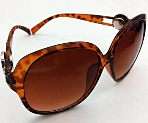 Large Brown Leopard Print Sunglasses for 18 mm Snaps