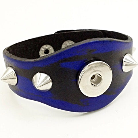 Blue Punk Bracelet For 18 mm Snap